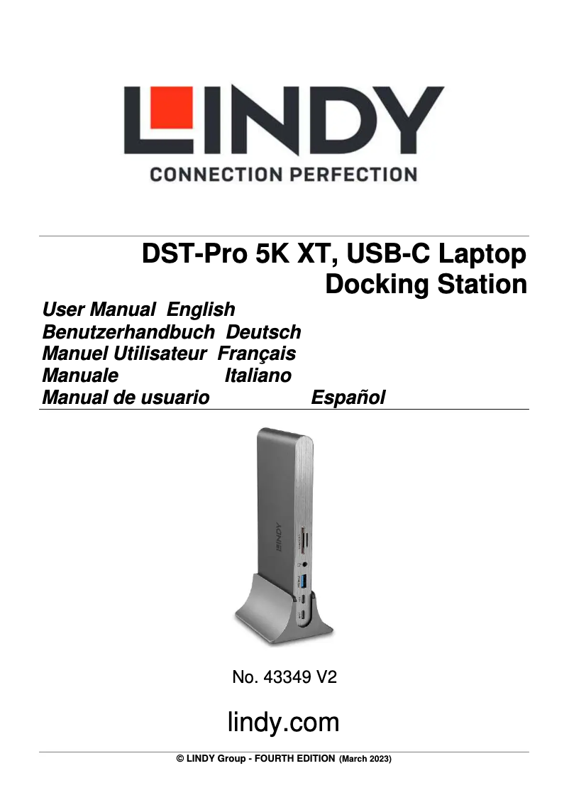 Page 1 de la notice Manuel utilisateur Lindy DST-Pro 5K XT