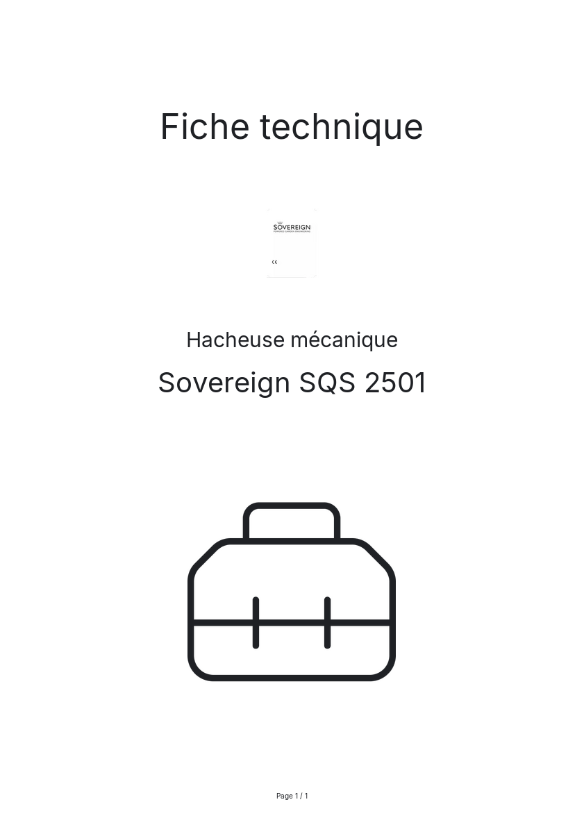 Page n°1 - Fiche technique Sovereign SQS 2501