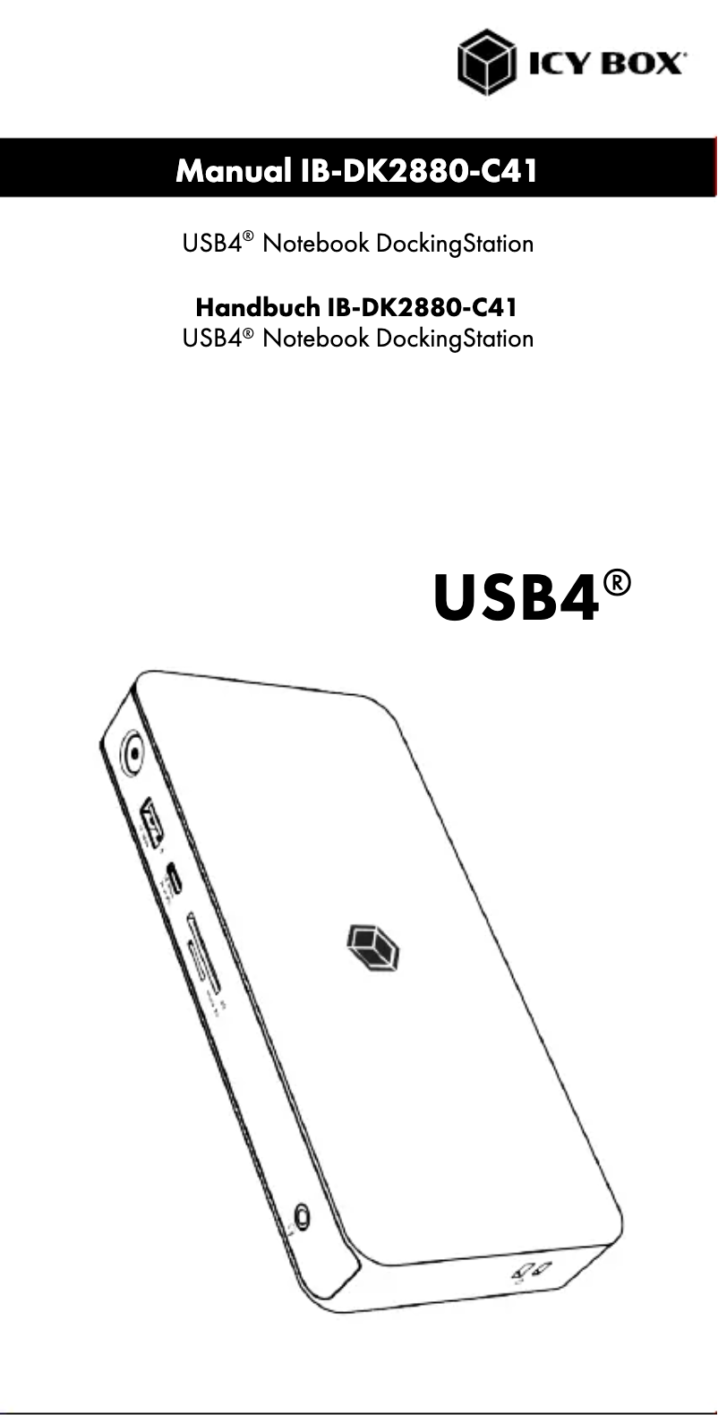 Page 1 de la notice Manuel utilisateur Icy Box IB-DK2880-C41