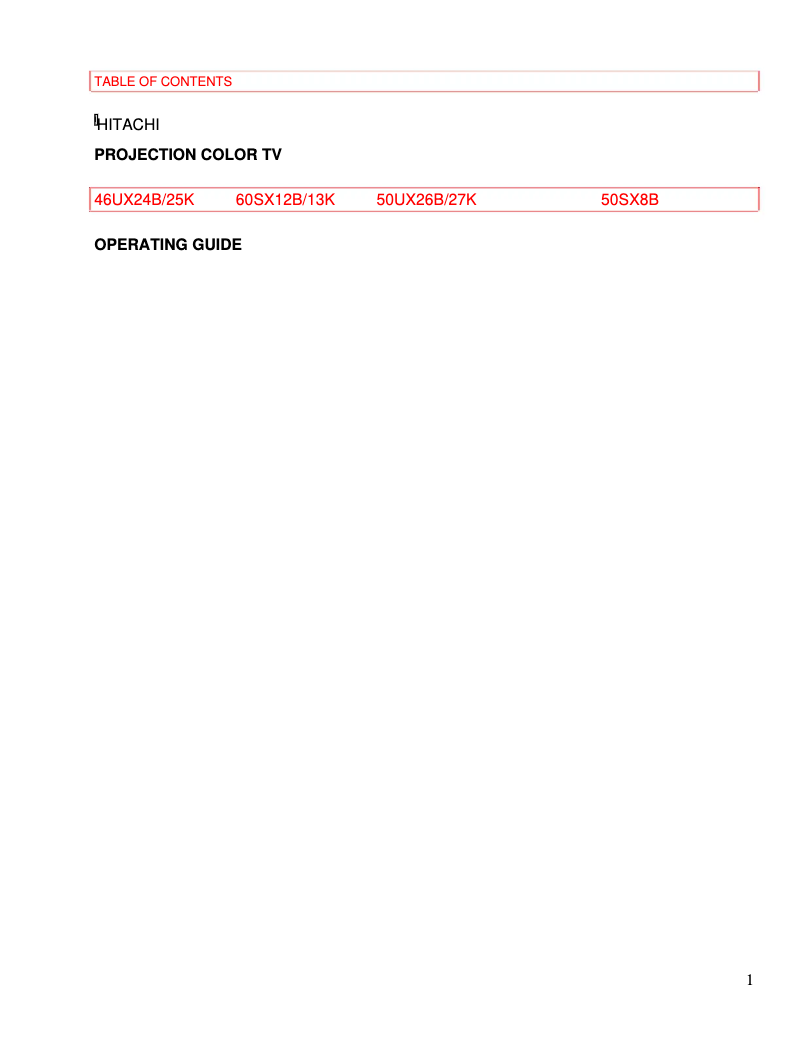 Page 1 de la notice Manuel utilisateur Hitachi 60SX12B