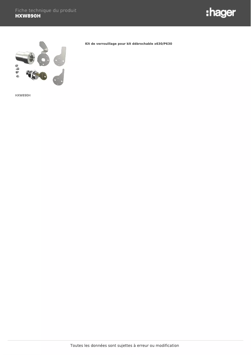 Page n°1 - Fiche technique Hager HXW890H