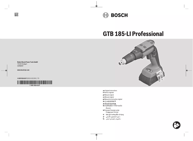 Page 1 de la notice Manuel utilisateur Bosch GTB 185-LI Professional