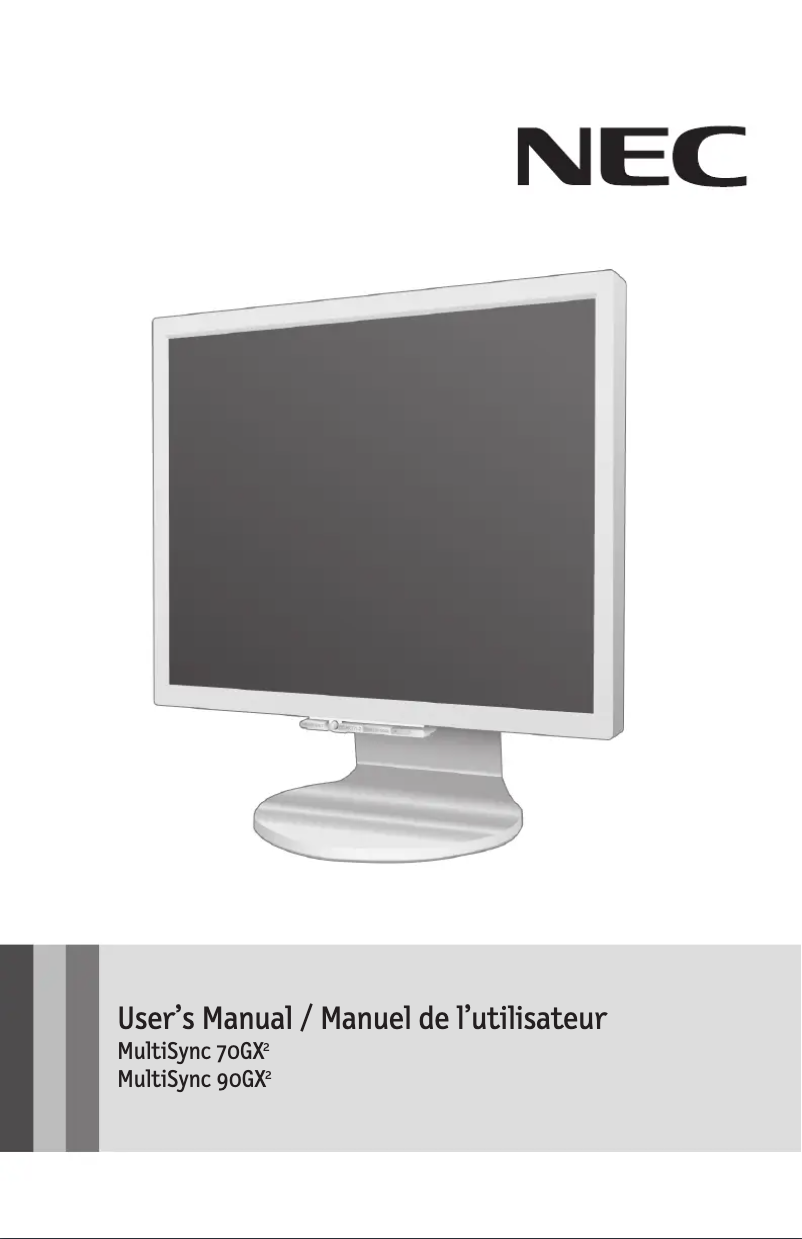 Imagen de la primera página del manual del dispositivo MultiSync 70GX2
