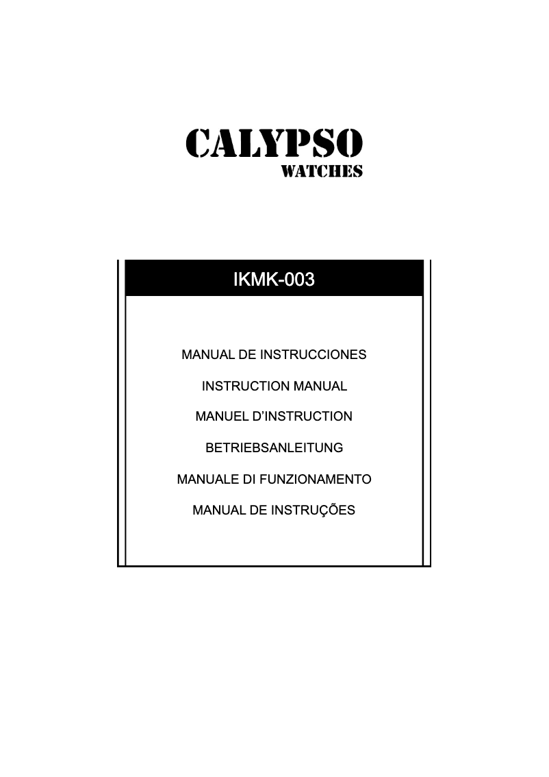 Page n°1 - Manuel utilisateur Calypso K5770