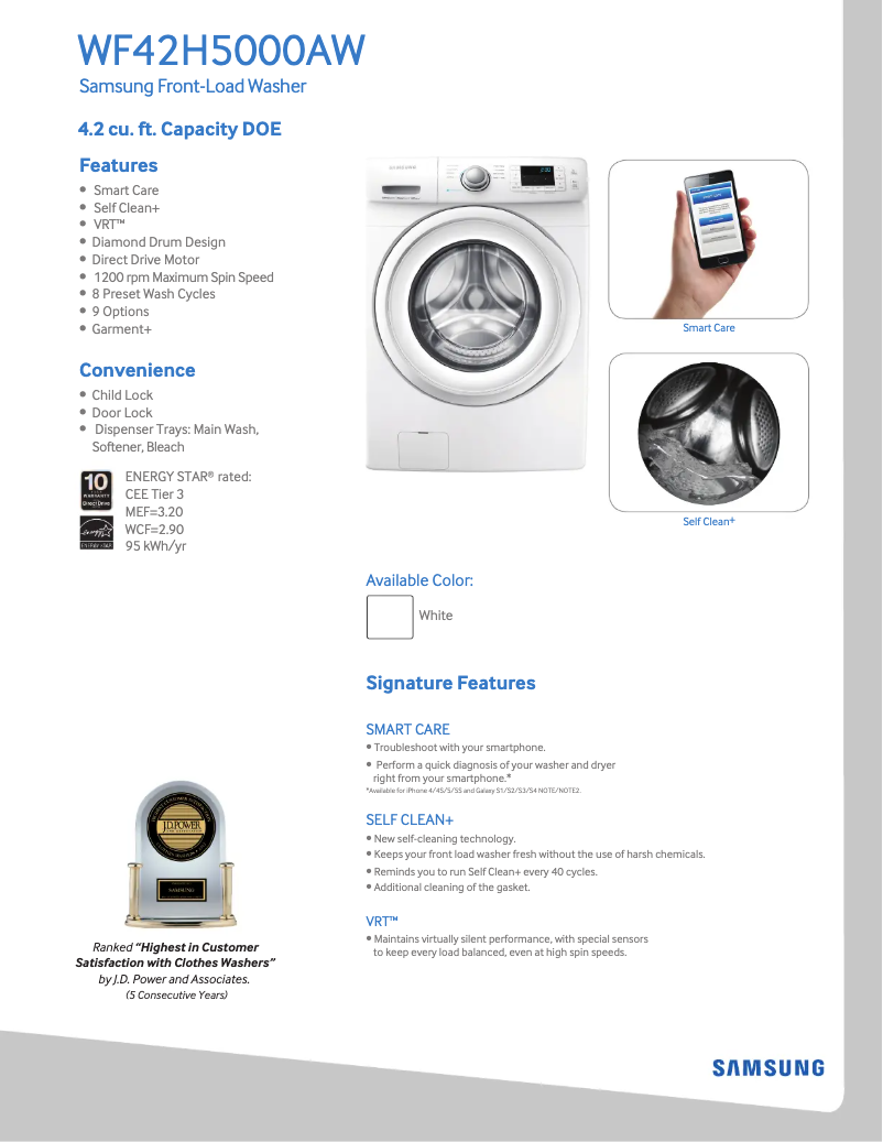 Image de la première page du manuel de l'appareil WF42H5000AW