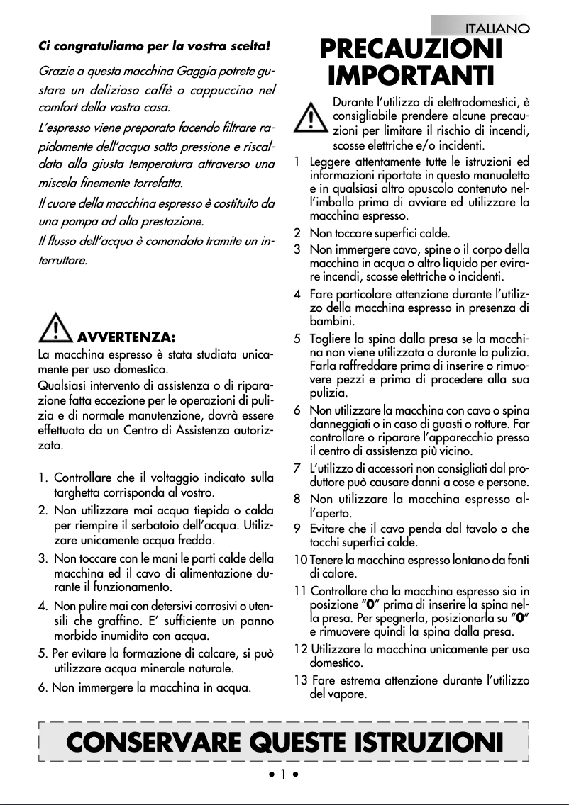 Image de la première page du manuel de l'appareil Coffee de Luxe