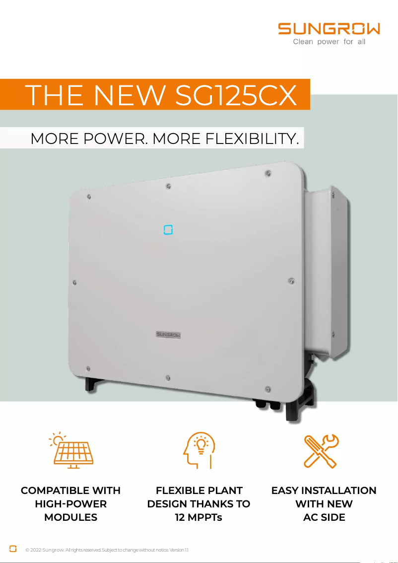 Página 1 del manual Guía de instalación Sungrow SG125CX-P2