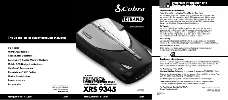 Página 1 del manual Manual de usuario Cobra XRS 9345
