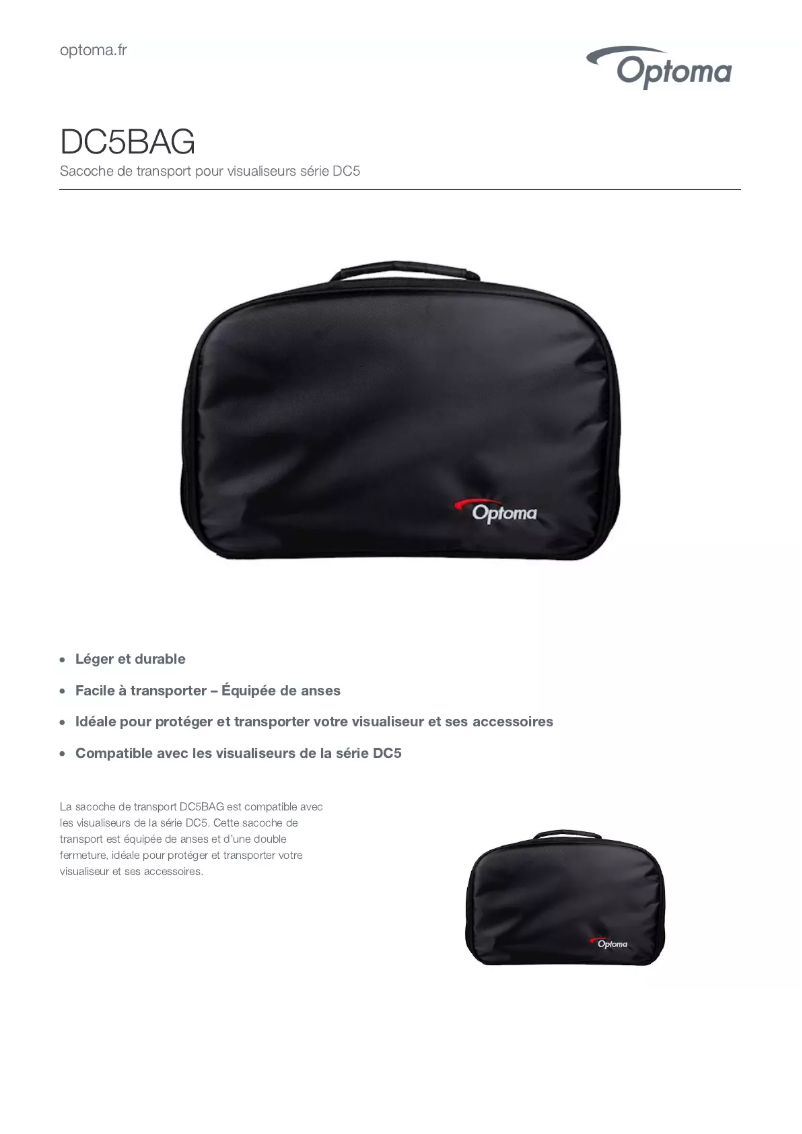Page n°1 - Manuel utilisateur Optoma DC5BAG
