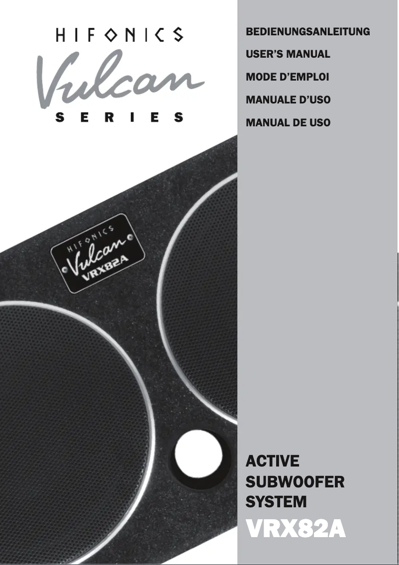 Page 1 de la notice Manuel utilisateur Hifonics Vulcan VRX82A