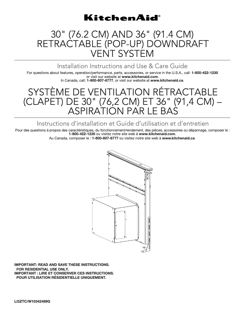 Page 1 de la notice Guide d'installation KitchenAid KXD4636YSS