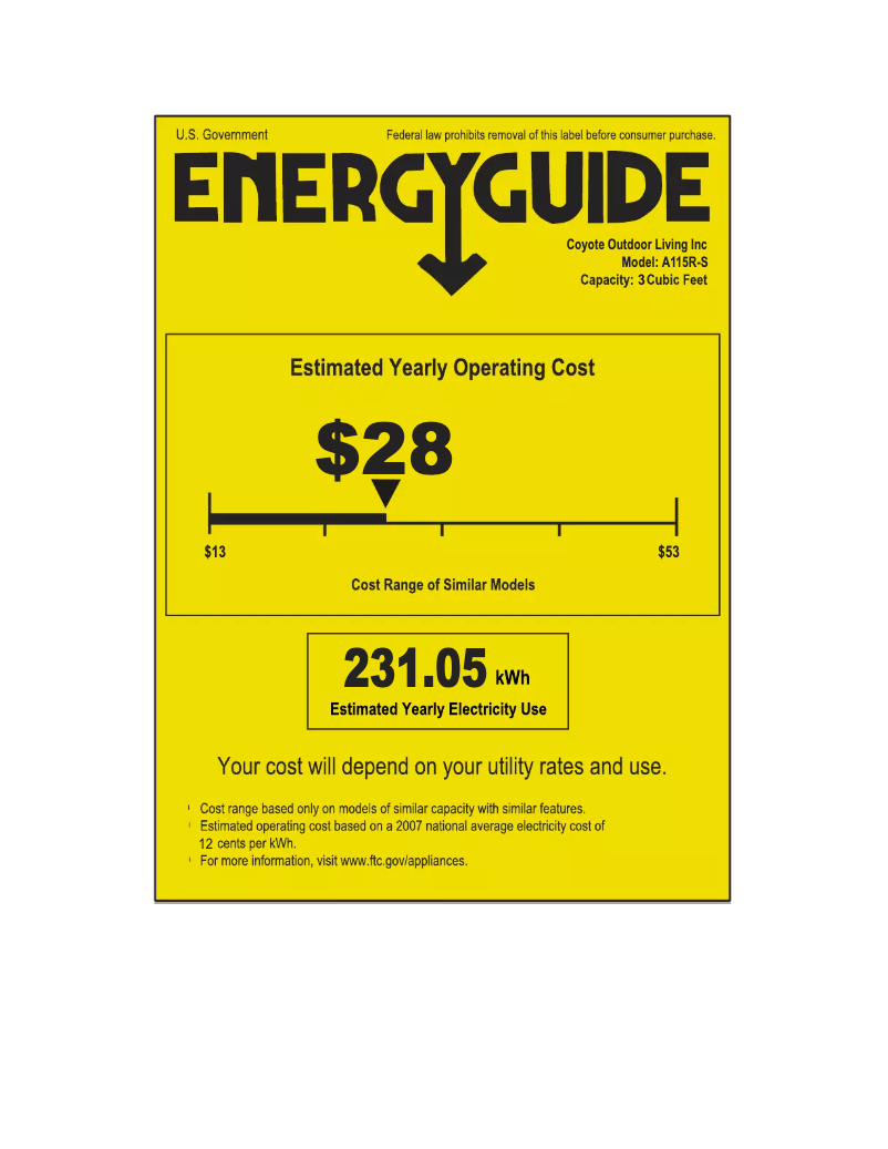 Page n°1 - Label énergétique Azure A115R-S