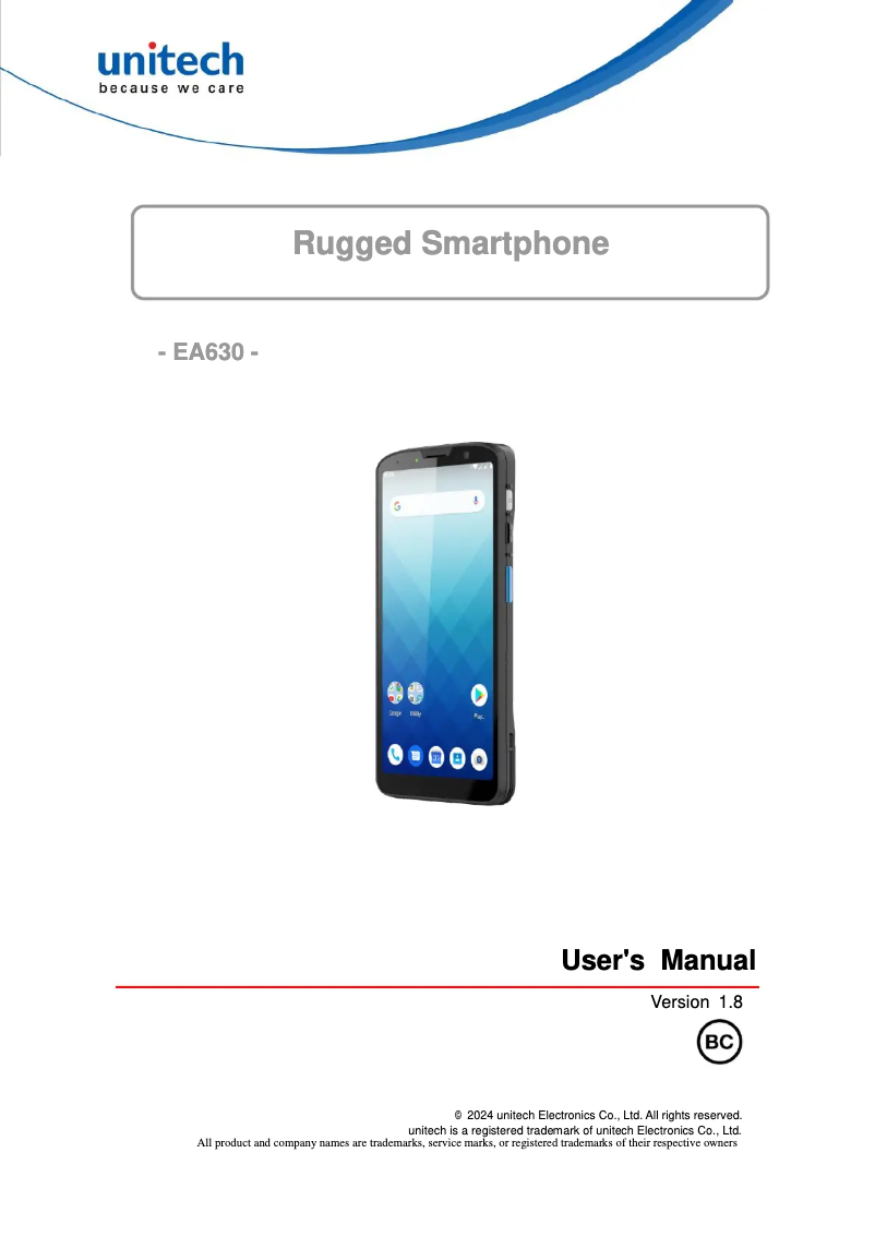 Page 1 de la notice Manuel utilisateur Unitech EA630
