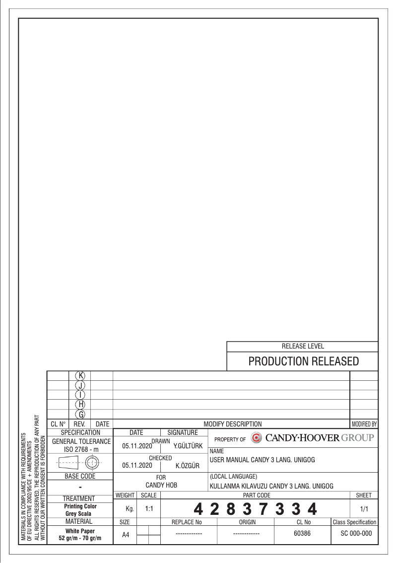 Page n°1 - Manuel utilisateur Candy CMCSG74WW