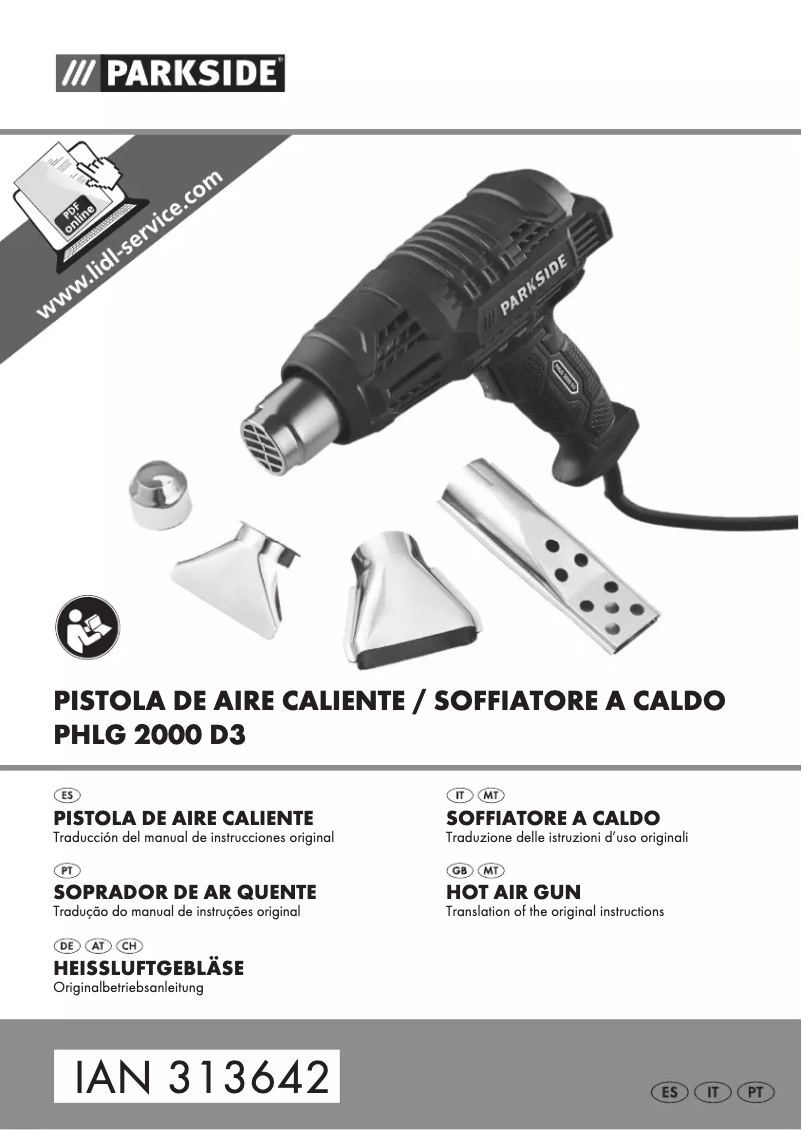 Page 1 de la notice Manuel utilisateur Parkside PHLG 2000 D3