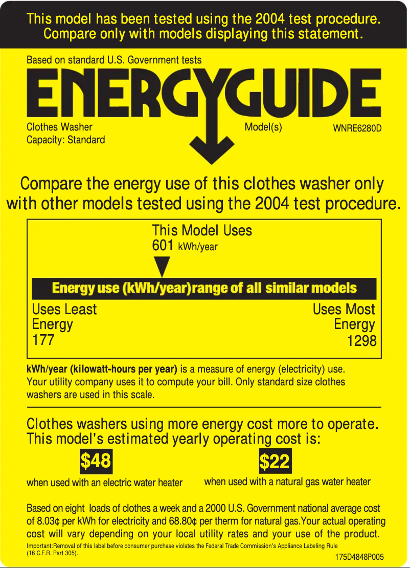 Image de la première page du manuel de l'appareil WNRE6280DWW