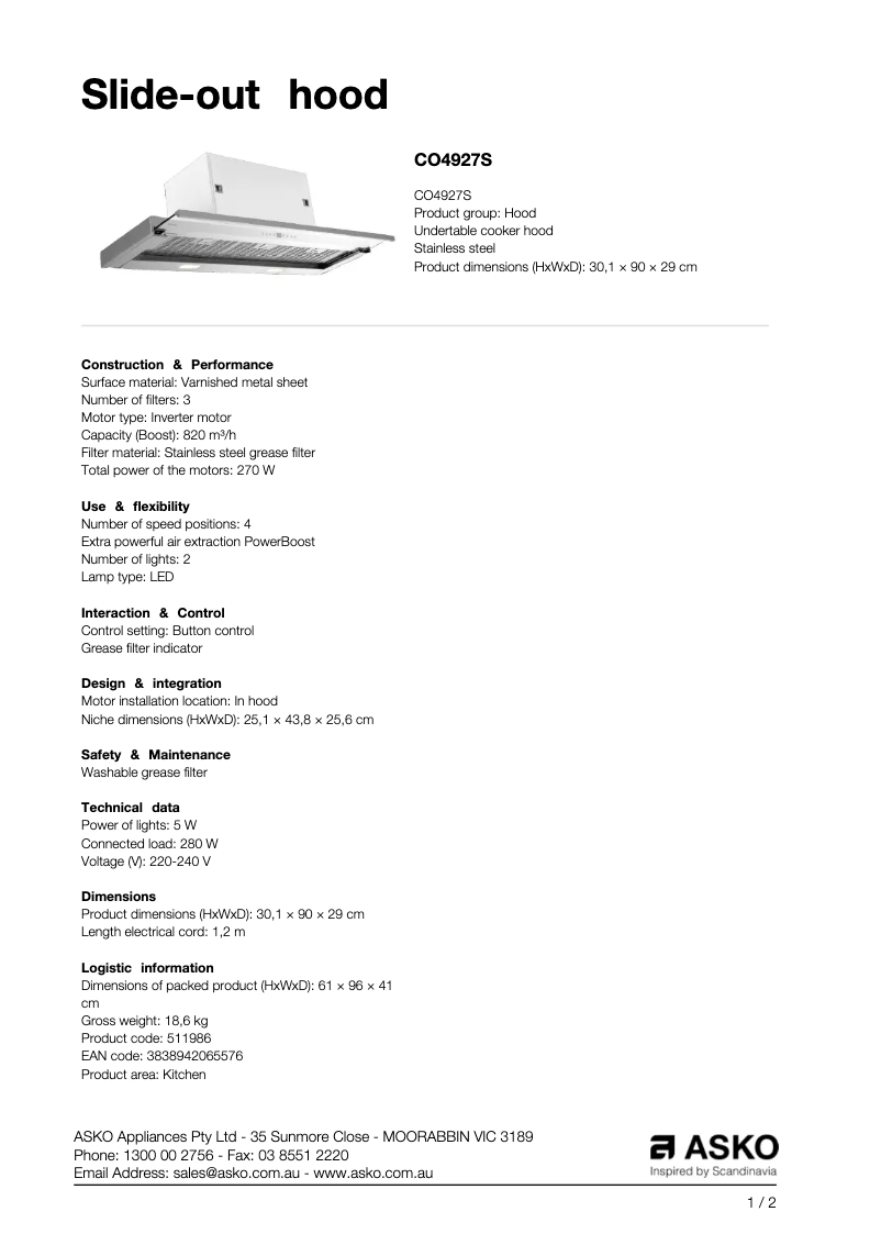 Image de la première page du manuel de l'appareil CO4927S