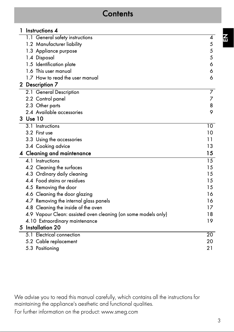 Page n°1 - Manuel utilisateur Smeg SFA304X
