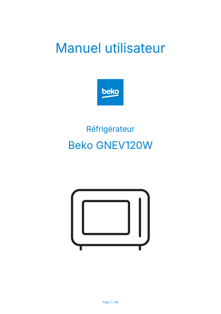Page n°1 - Manuel utilisateur Beko GNEV120W