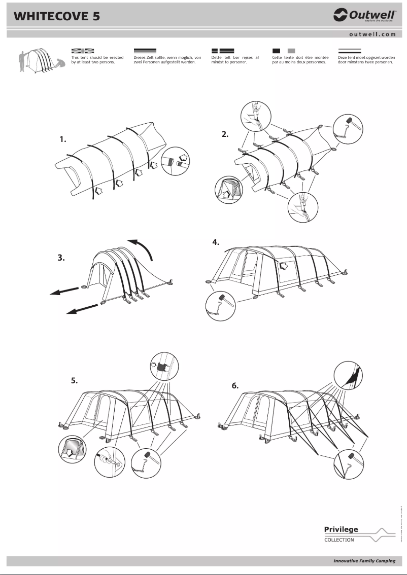 Page 1 de la notice Manuel utilisateur Outwell Whitecove 5