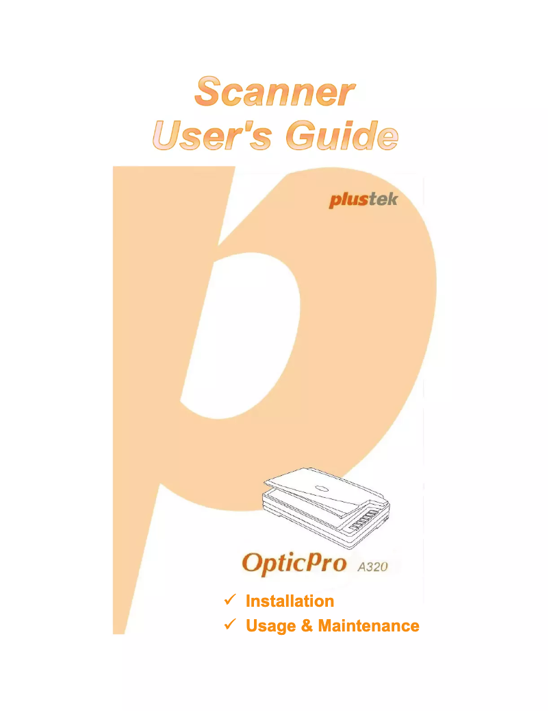 Page n°1 - Manuel utilisateur Plustek OpticPro A320