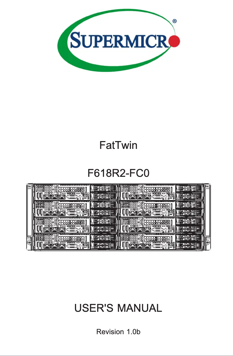 Page 1 de la notice Manuel utilisateur Supermicro SuperServer F618R2-FC0