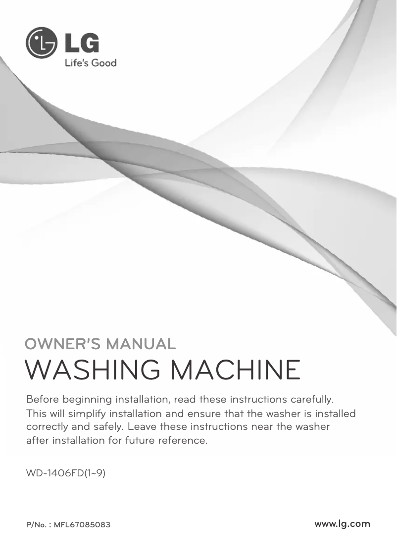 Page 1 de la notice Manuel utilisateur LG WD-1406FD
