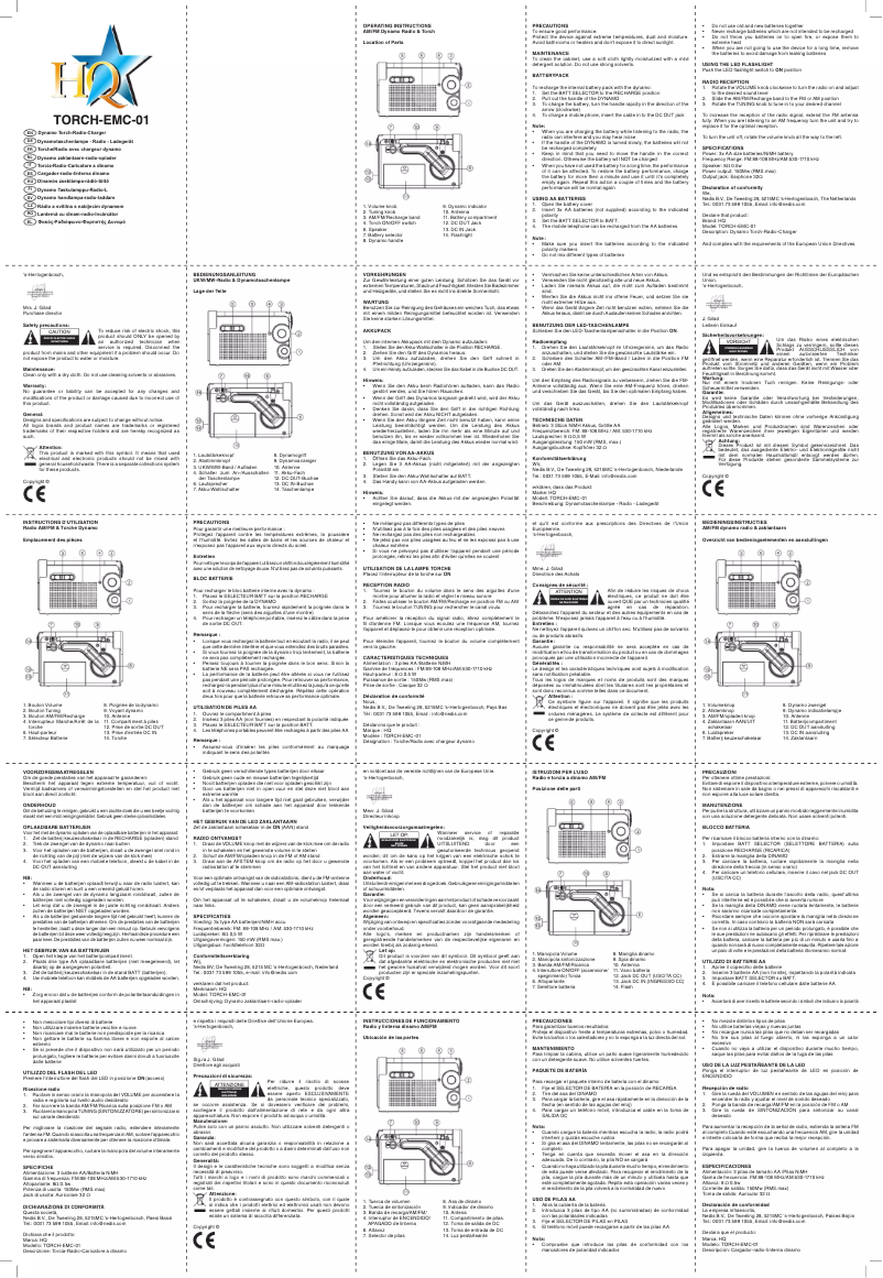 Page 1 de la notice Manuel utilisateur HQ TORCH-EMC-01