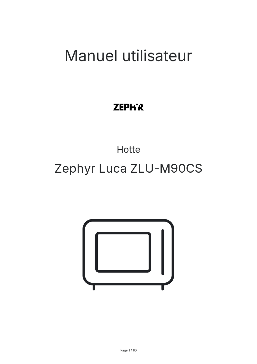 Image de la première page du manuel de l'appareil Luca ZLU-M90CS