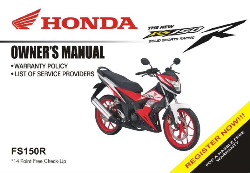 Page 1 de la notice Manuel utilisateur Honda RS150R (2019)