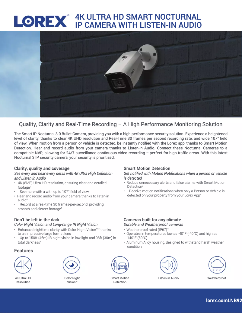 Página 1 del manual Ficha técnica Lorex LNB9242B