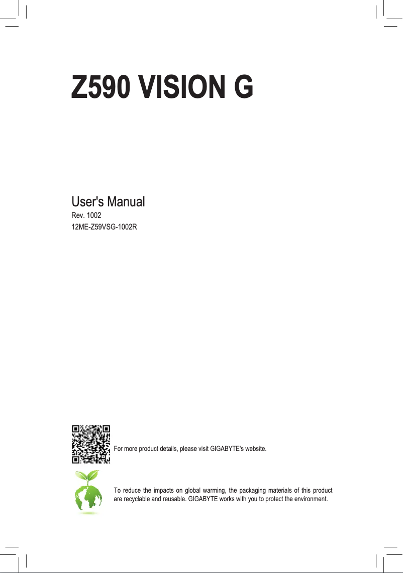Image de la première page du manuel de l'appareil Z590 Vision G