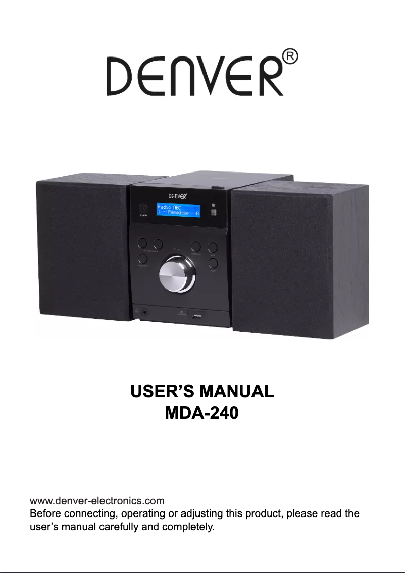 Página 1 del manual Manual de usuario Denver MDA-240