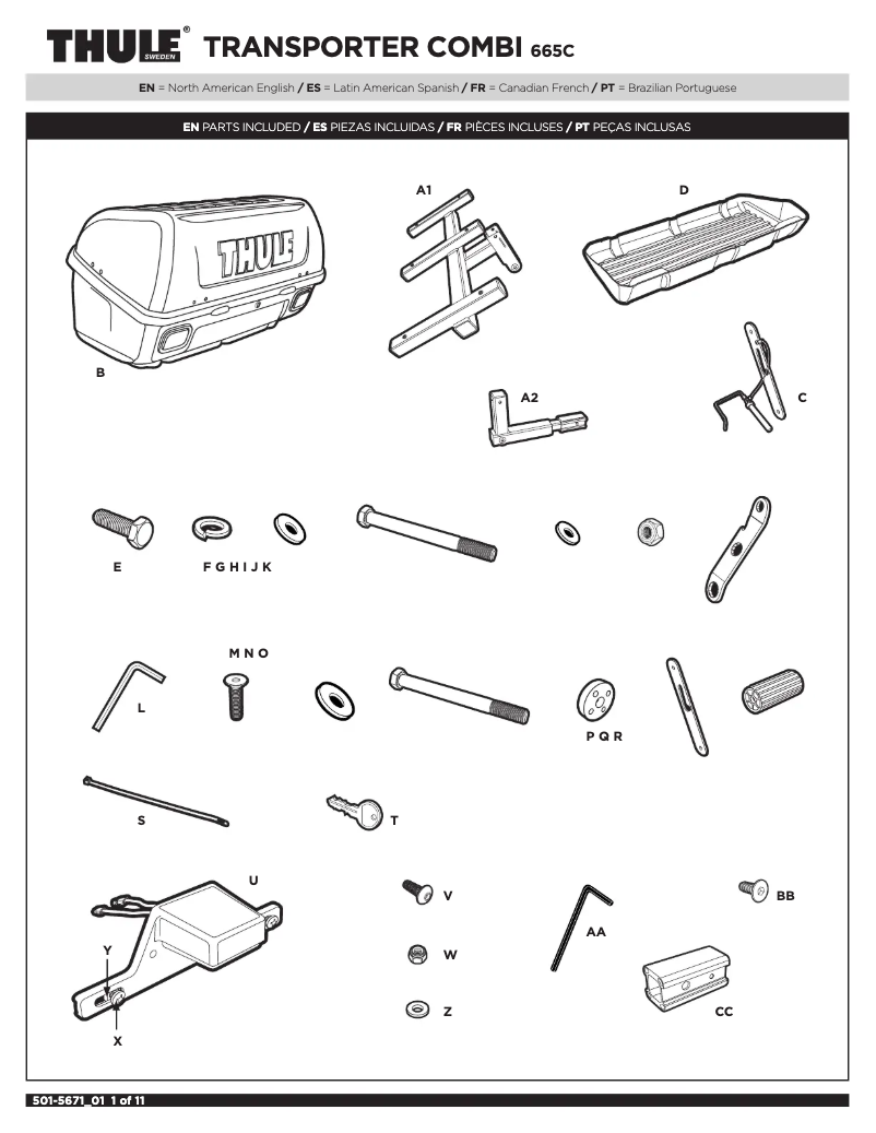 Page 1 of the manual Instruction Manual Thule Transporter Combi 665C