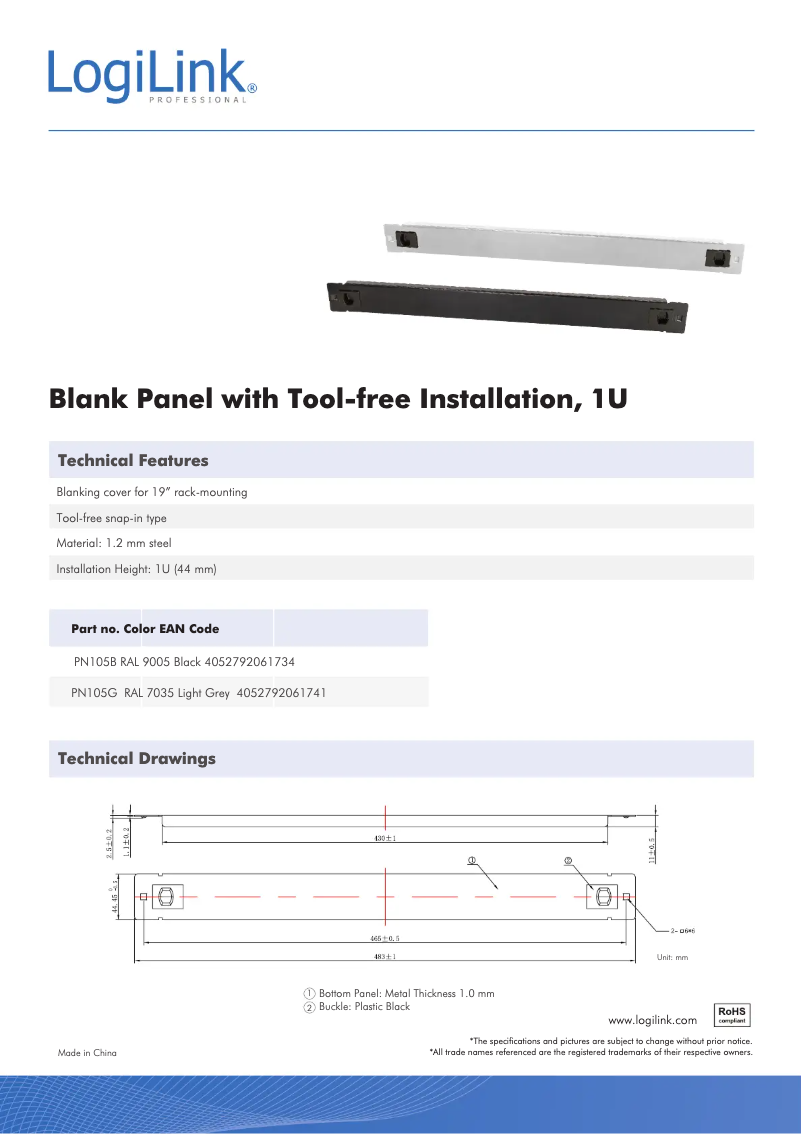 Page 1 de la notice Manuel utilisateur LogiLink PN105G