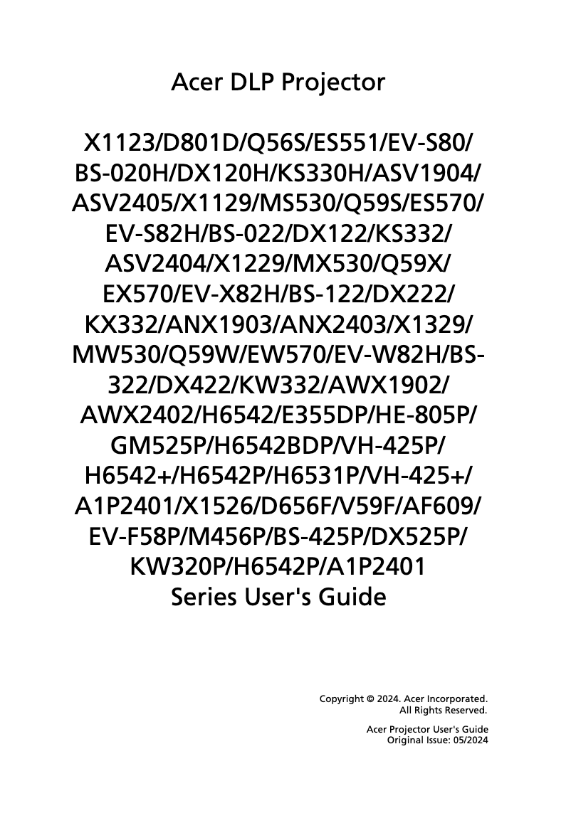 Page 1 de la notice Manuel utilisateur Acer Q59S