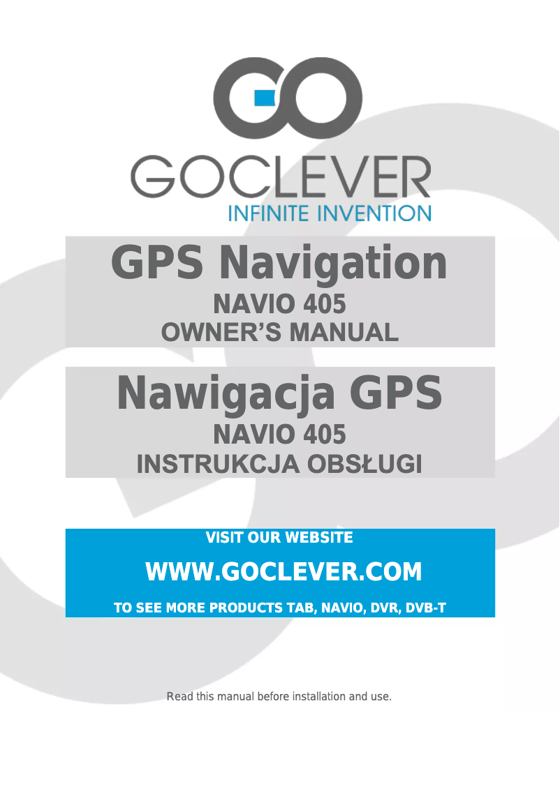 Page 1 de la notice Manuel utilisateur GoClever NAVIO 405