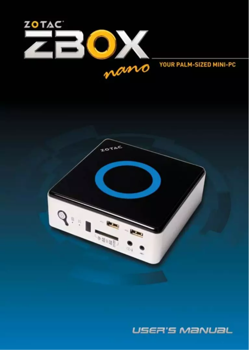 Page 1 de la notice Manuel utilisateur Zotac ZBOX nano ID67