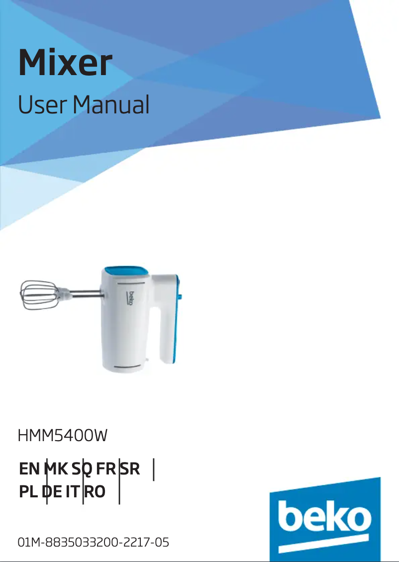 Page 1 de la notice Manuel utilisateur Beko HMM5400W