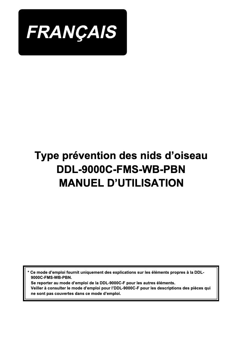 Page 1 de la notice Manuel utilisateur Juki DDL-9000C-FMS-WB-PBN
