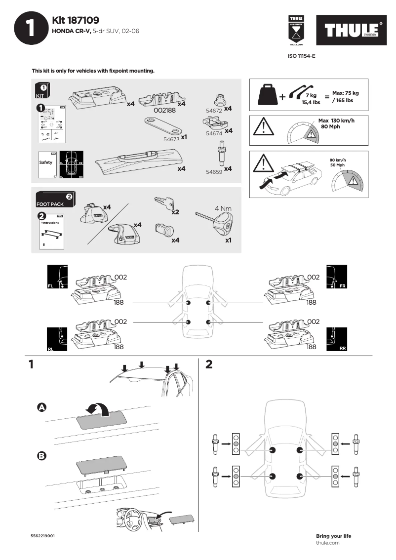 Page n°1 - Manuel utilisateur Thule Kit 187109