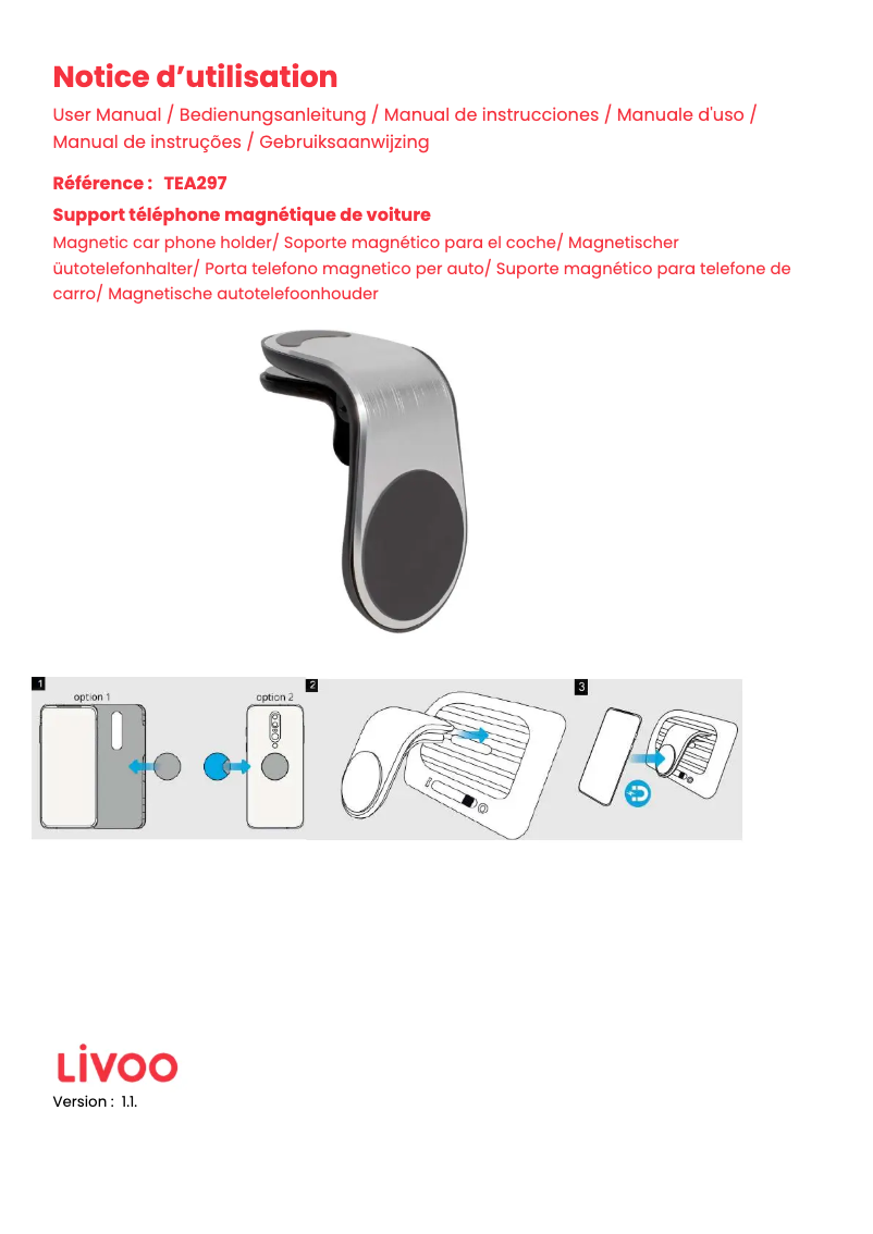 Page 1 de la notice Manuel utilisateur Livoo TEA297