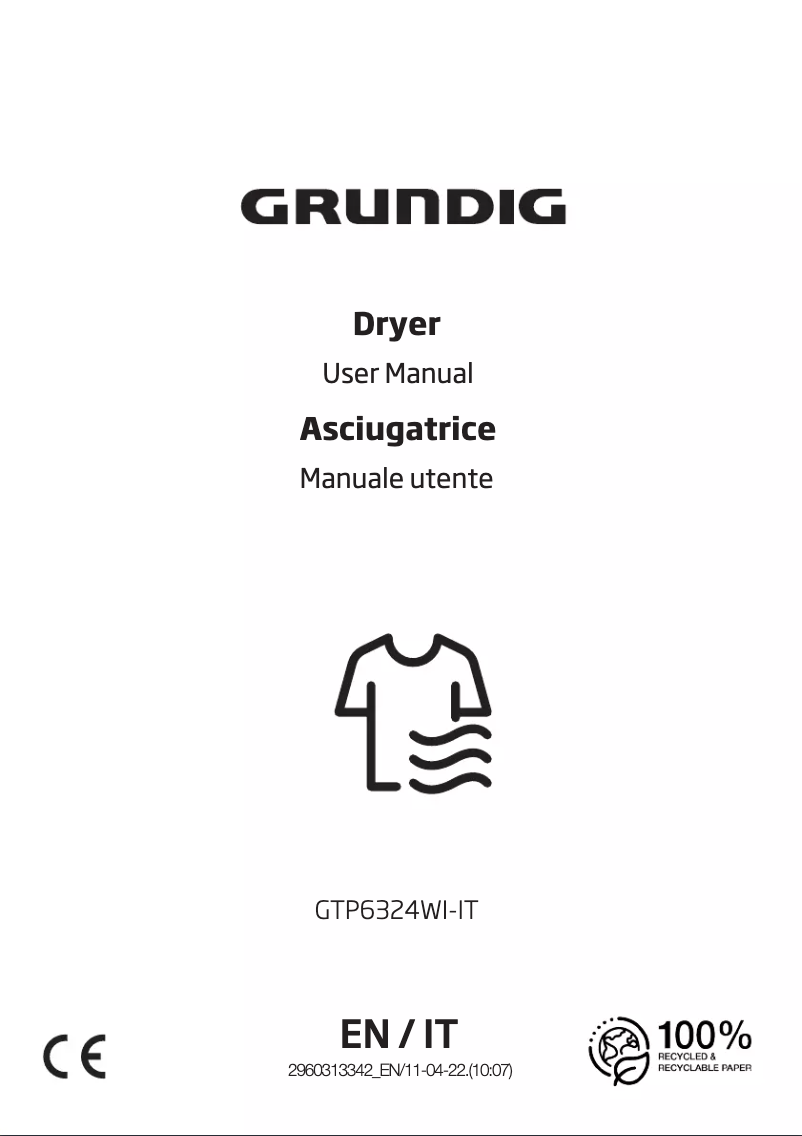 Page 1 de la notice Manuel utilisateur Grundig GTP6324WI-IT