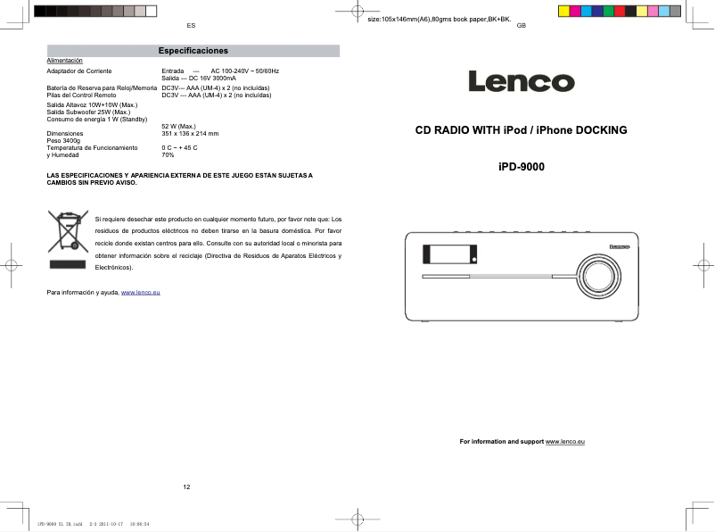 Image de la première page du manuel de l'appareil IPD-9000