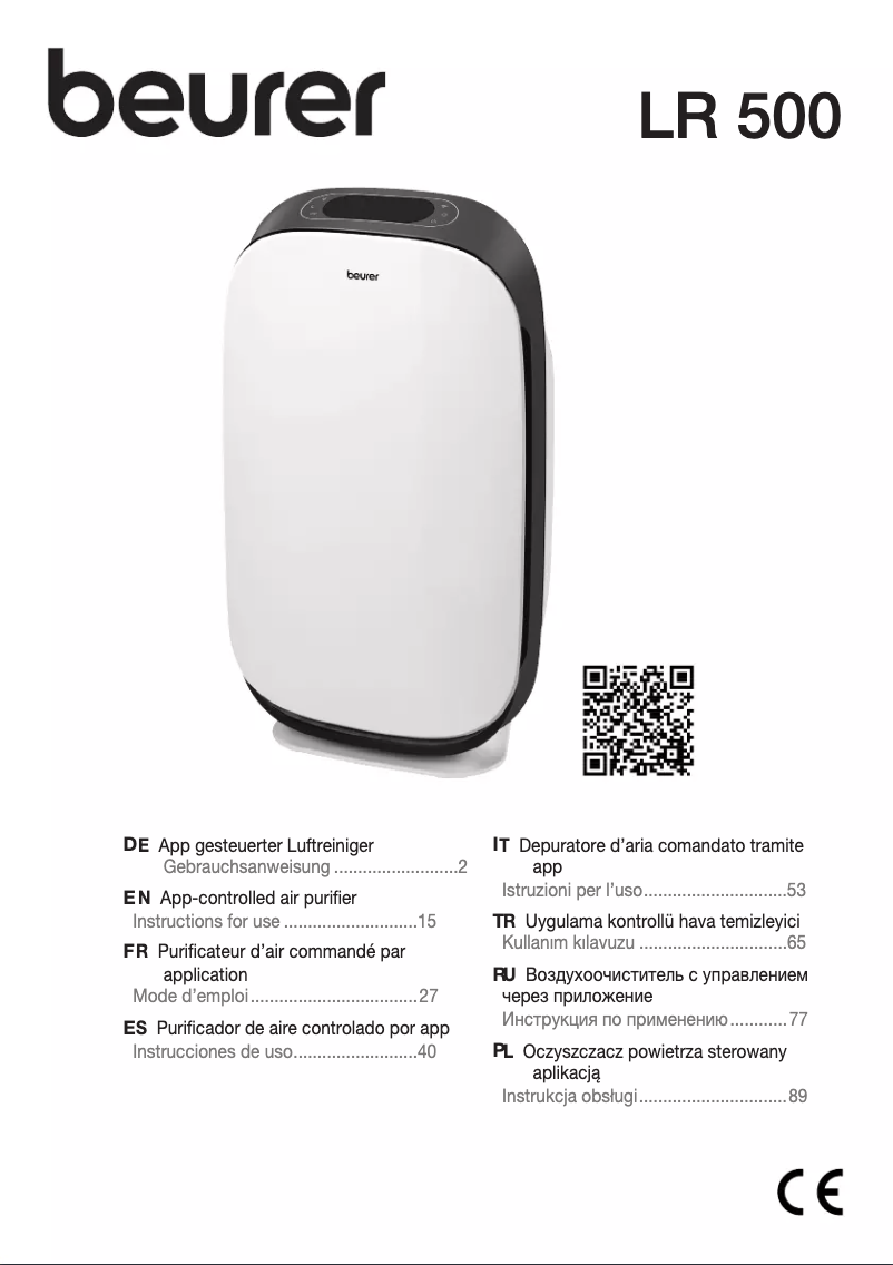Page 1 de la notice Manuel d'utilisation et d'entretien Beurer LR 500