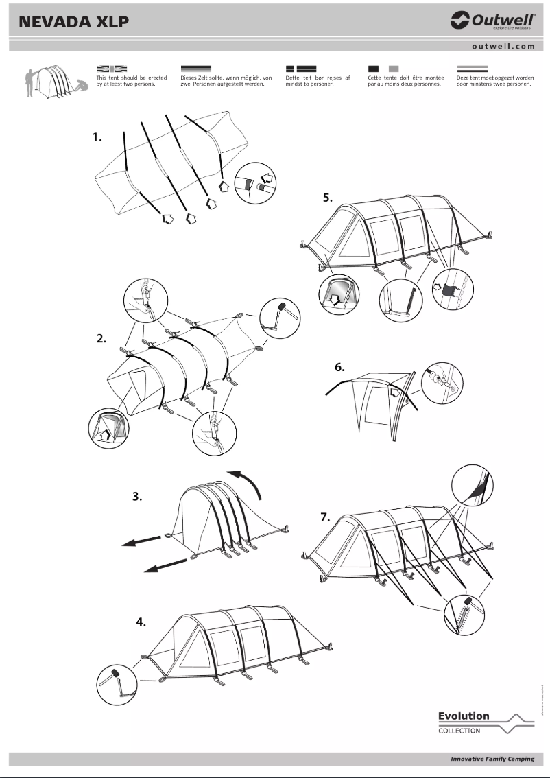 Page 1 de la notice Manuel utilisateur Outwell Evolution Nevada XLP