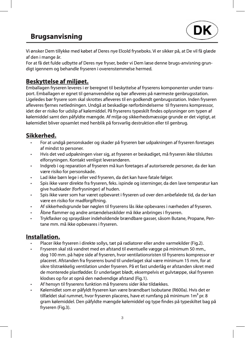 Page n°1 - Manuel utilisateur Elcold EL SS 45