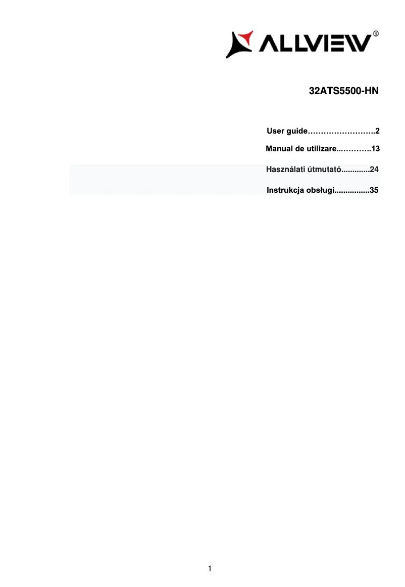 Page 1 de la notice Manuel utilisateur Allview 32ATS5500-HN