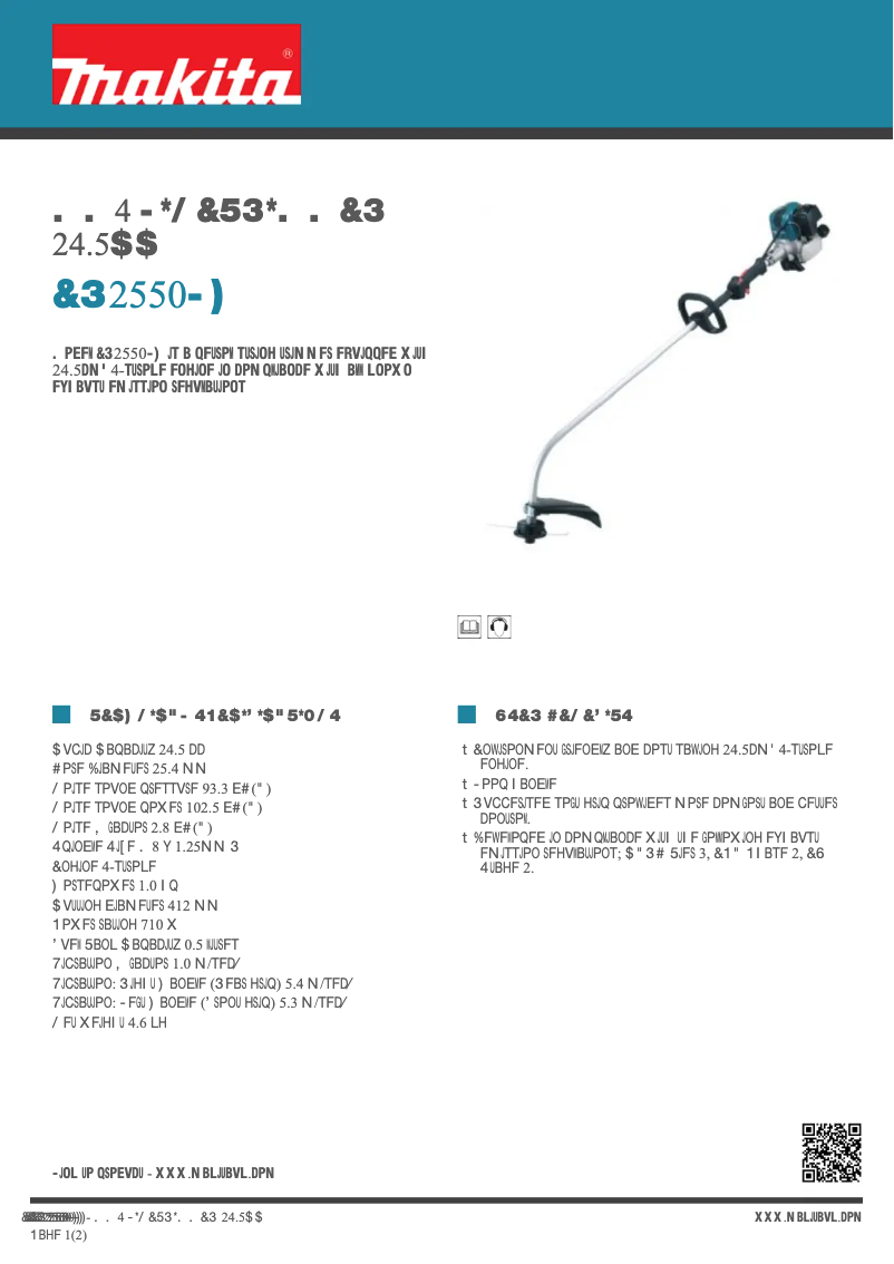 Page n°1 - Fiche technique Makita ER2550LH