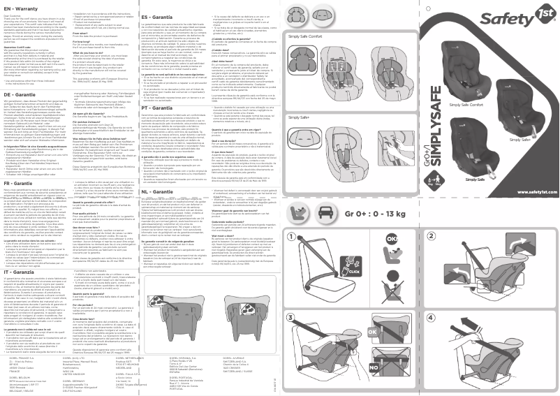 Page 1 de la notice Manuel utilisateur Safety 1st Simply Safe+